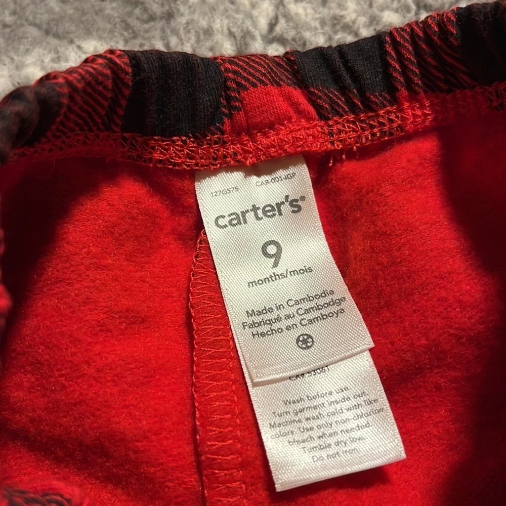 Carters Buffalo Plaid Buffalo Check Joggers Pants size 9 months